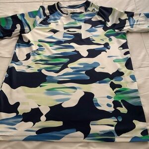 Under Armour black, green, blue short sleeve shirt. Boys XL